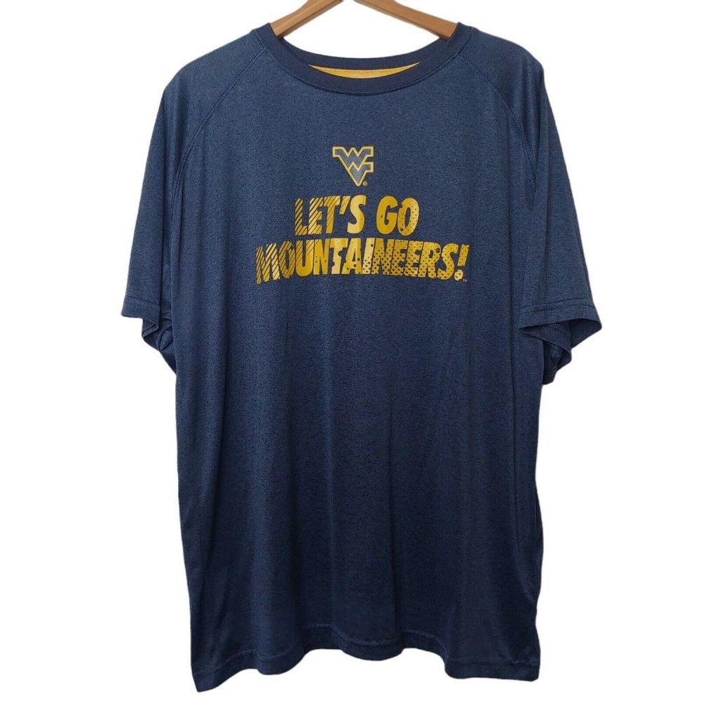 Let's Go Mountaineers WVU Knights Apparel Men XL T Shirt Polyester Athletic EUC